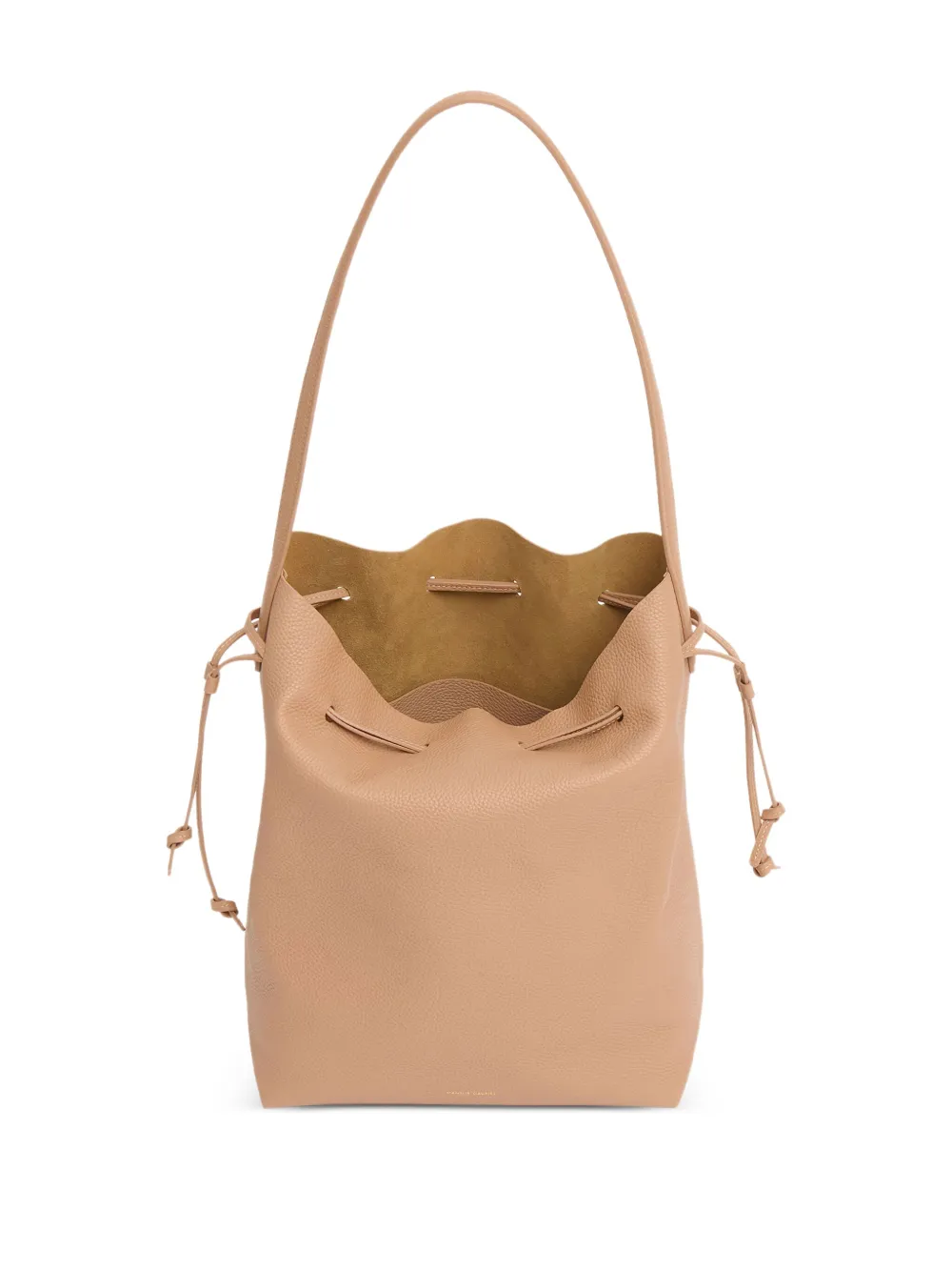 Mansur Gavriel Cabas Leather Drawstring Bucket Bag In Neutral