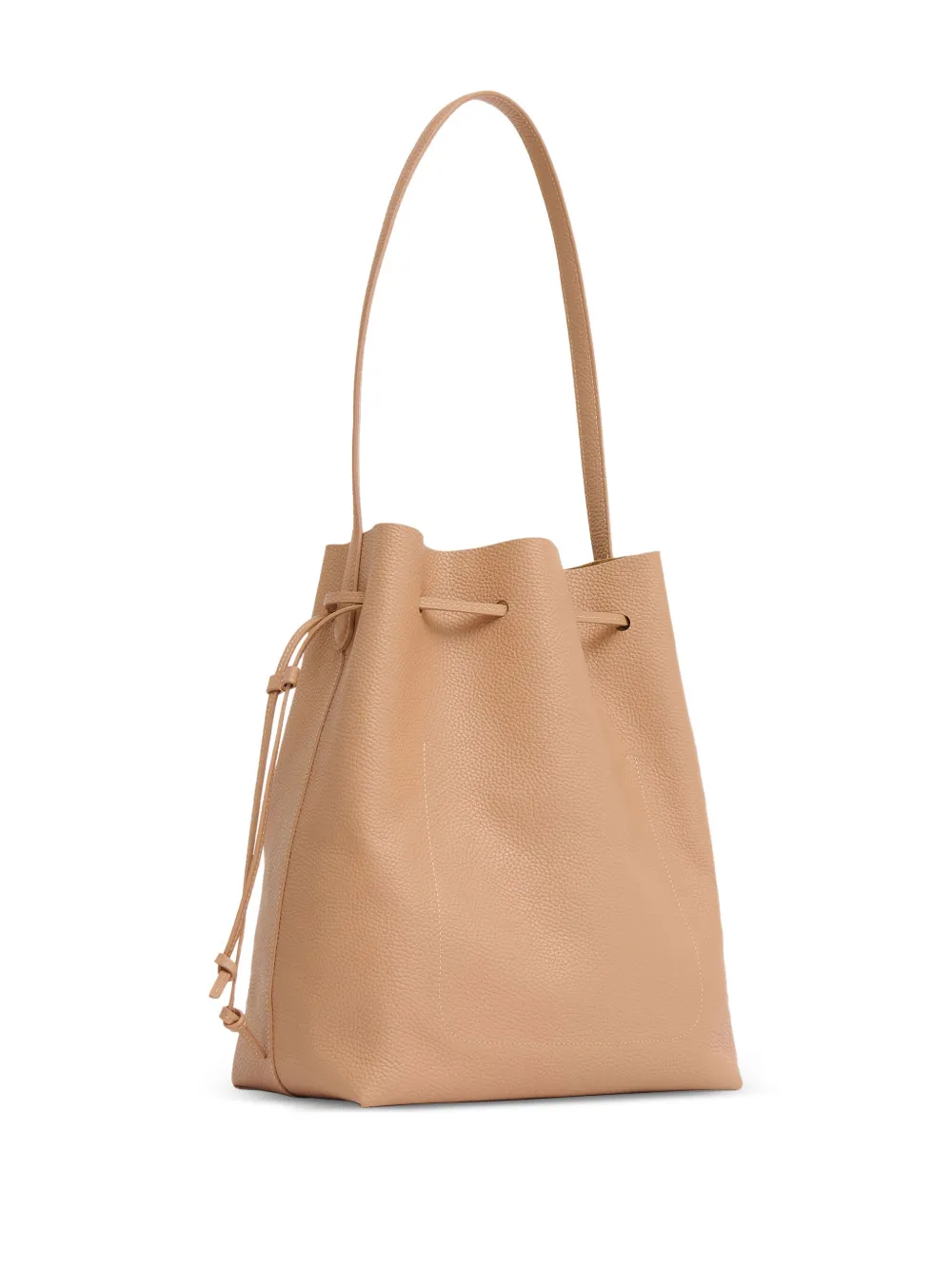 Mansur Gavriel Cabas Leather Drawstring Bucket Bag In Neutral