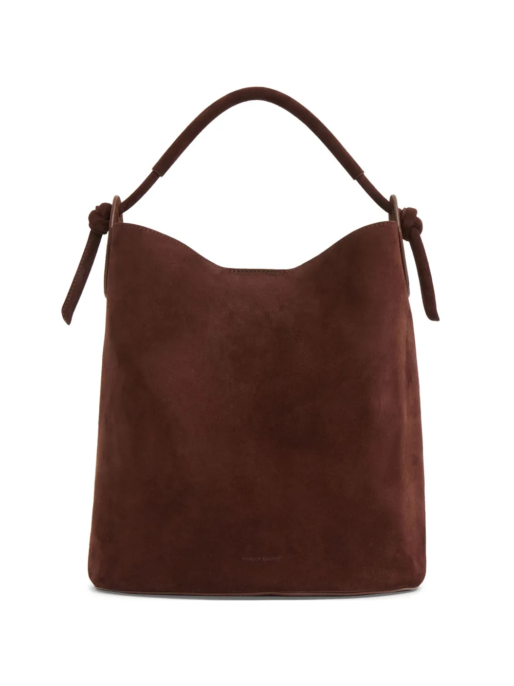 Mansur Gavriel Knotted Suede Bucket Bag In Brown