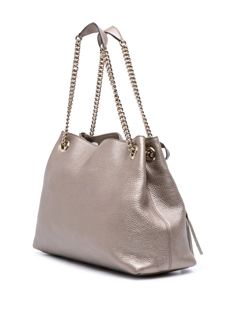 Pre-owned Gucci 2016-2025 Medium Leather Soho Chain Tote Bag In Gold