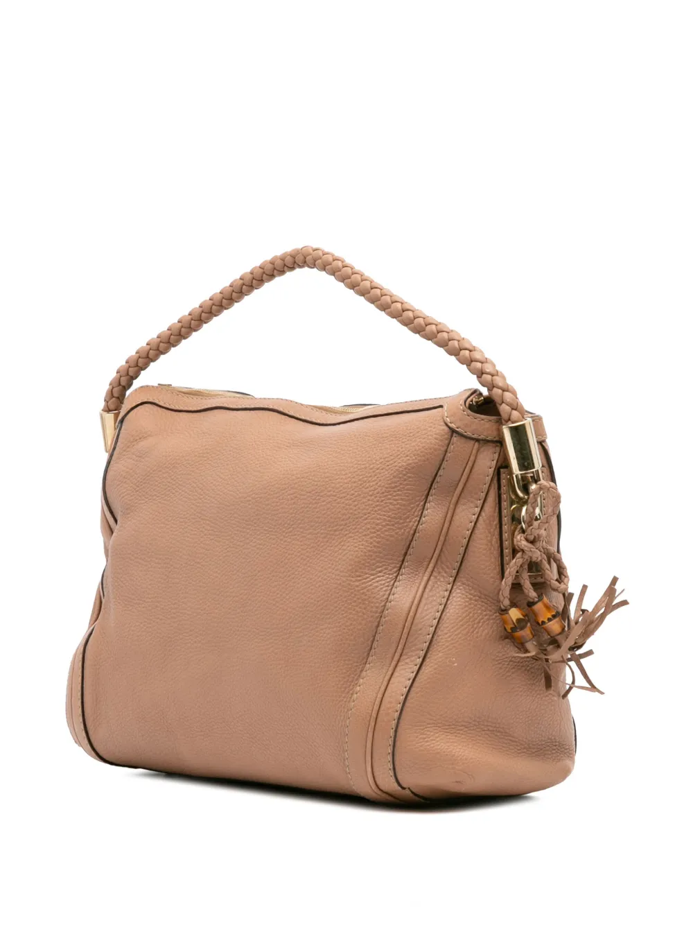 Pre-owned Gucci 2016-2025 Medium Pebbled Calfskin Bella Shoulder Bag In Brown