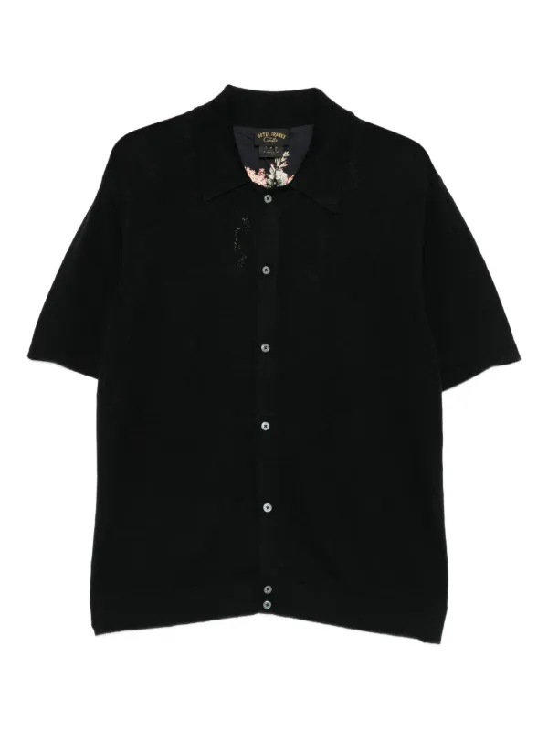 Camilla Floral-print Button Shirt in Black