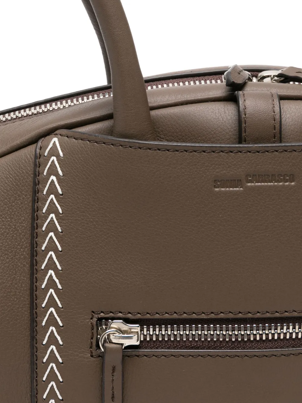 Sonia Carrasco Top-handle Stitched-detailing Tote Bag In Brown