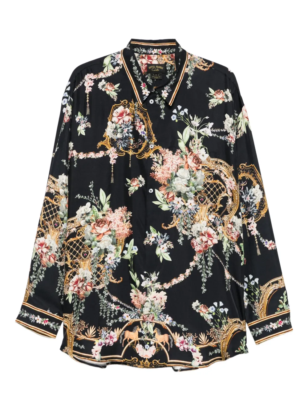 Camilla baroque-print buttoned shirt | Black | Image 1