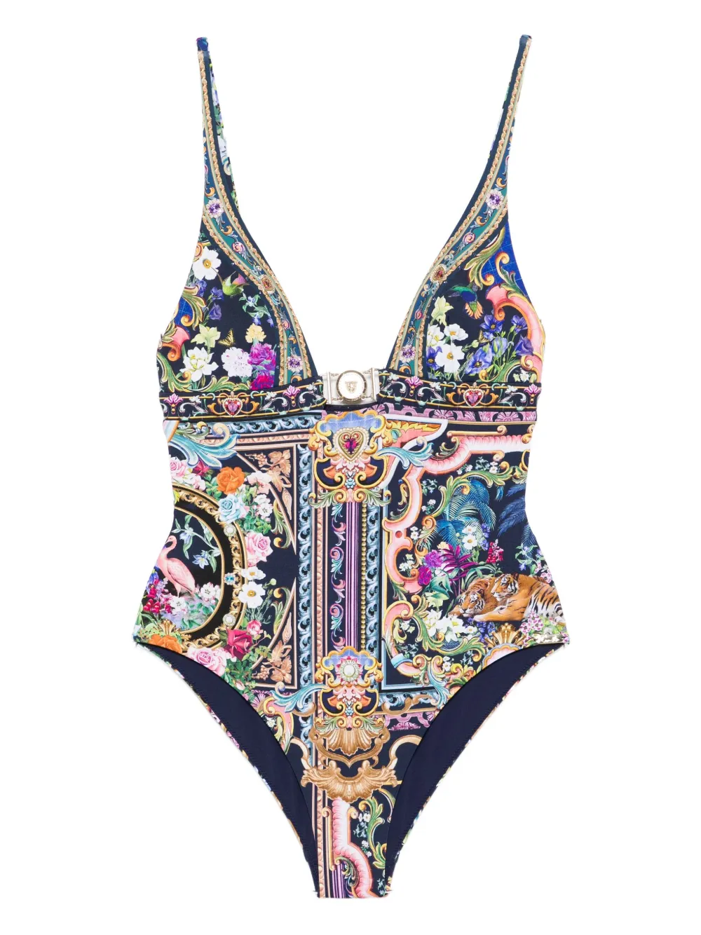 Camilla Baroque-print Clasp Swimsuit In Multi