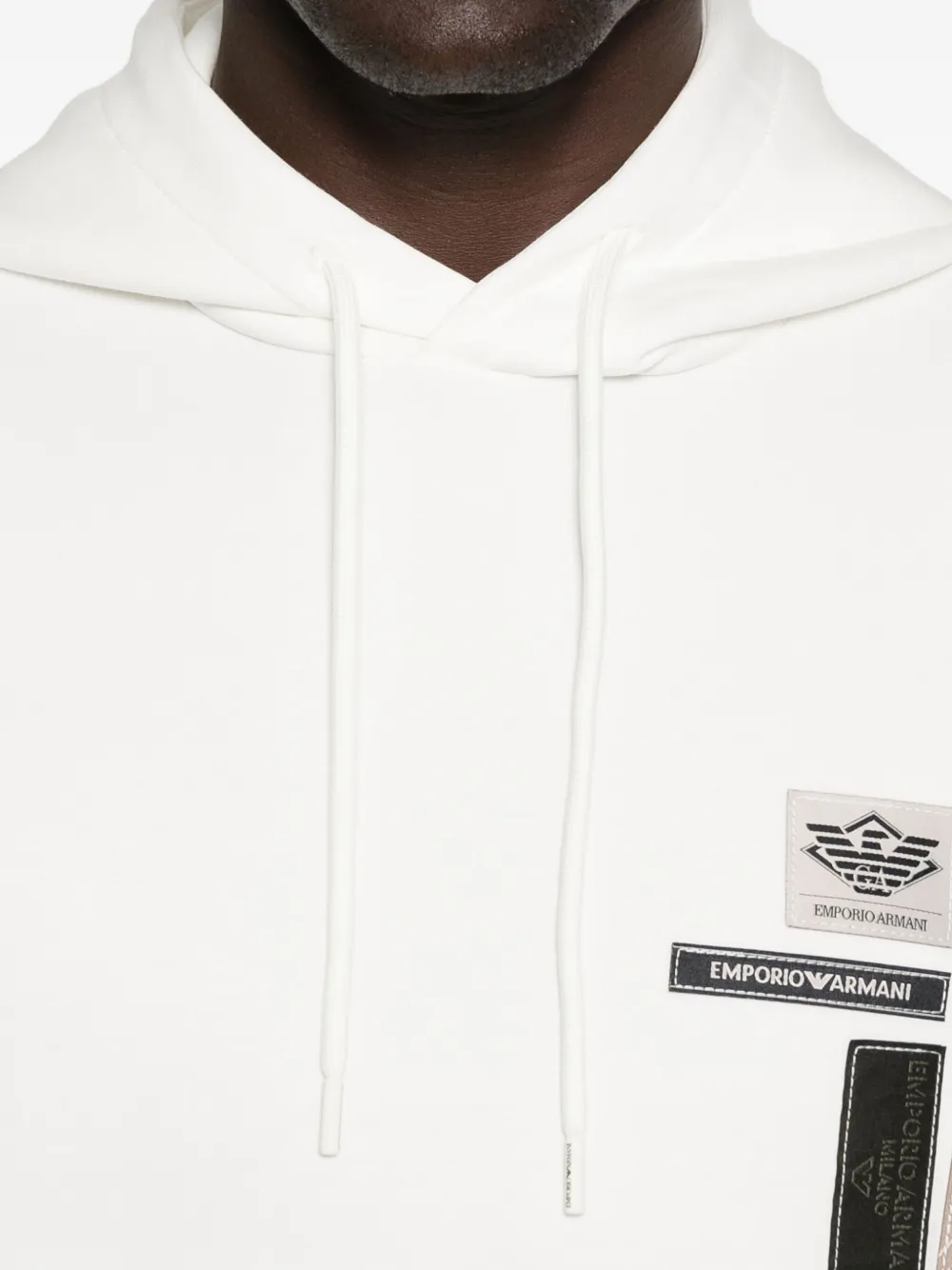 Emporio Armani logo-patch hooded sweater Wit