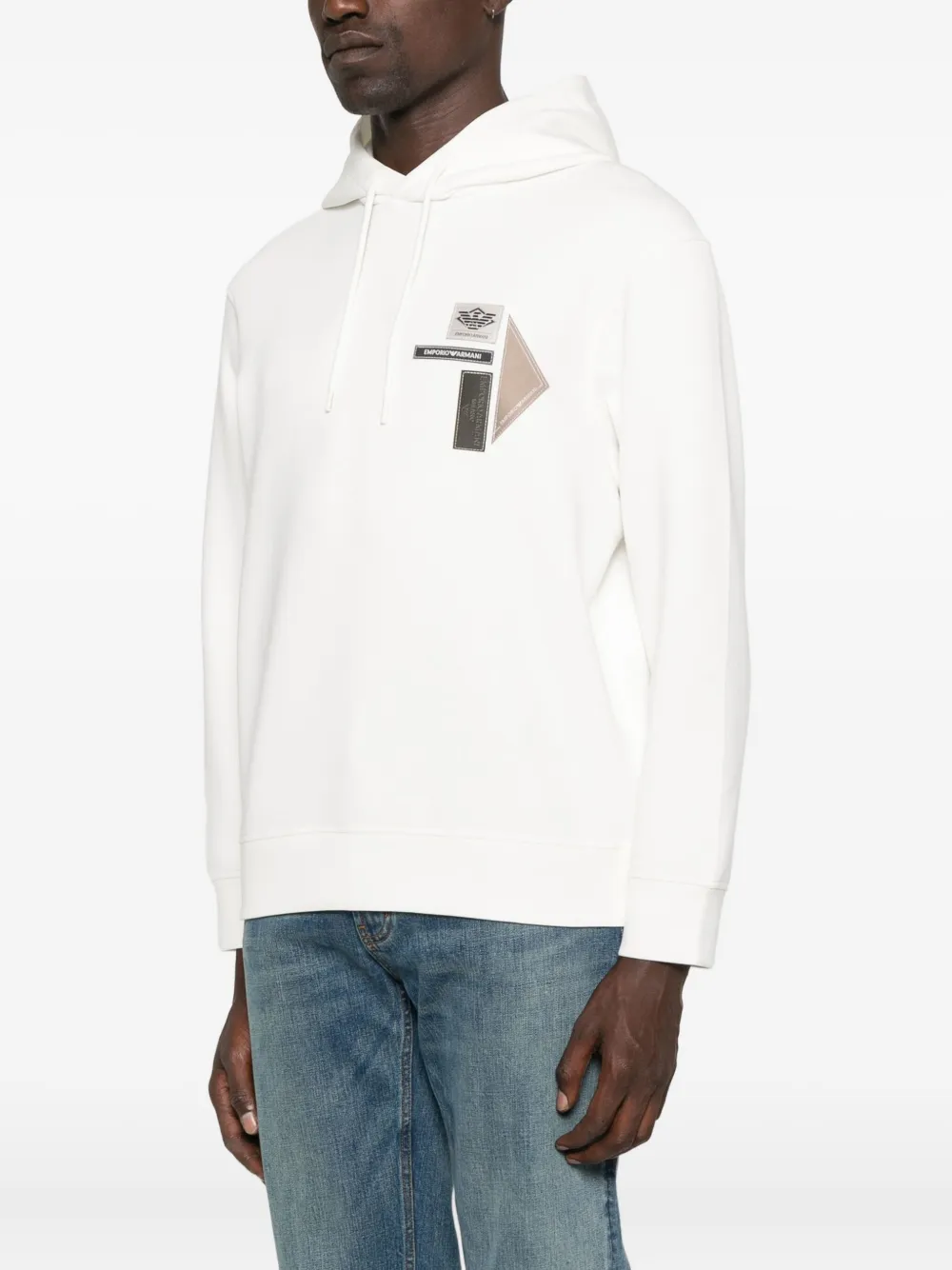 Emporio Armani logo-patch hooded sweater Wit