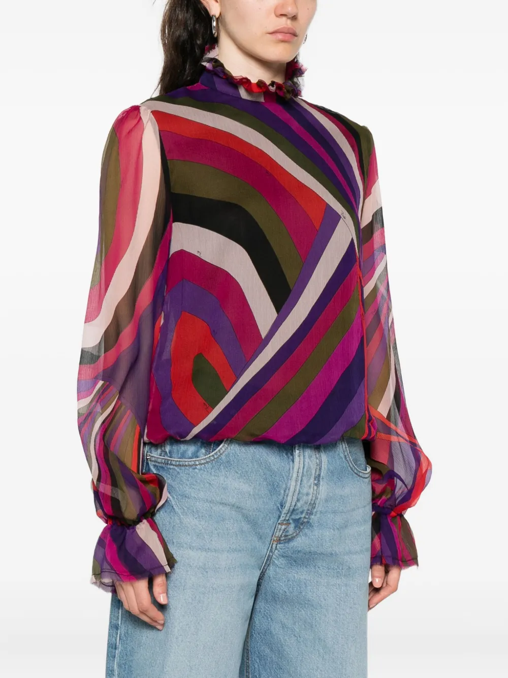 Pucci Abstract-print Blouse In Pink