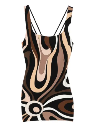 PUCCI square-neck marmo-print Mini Dress | Black | FARFETCH
