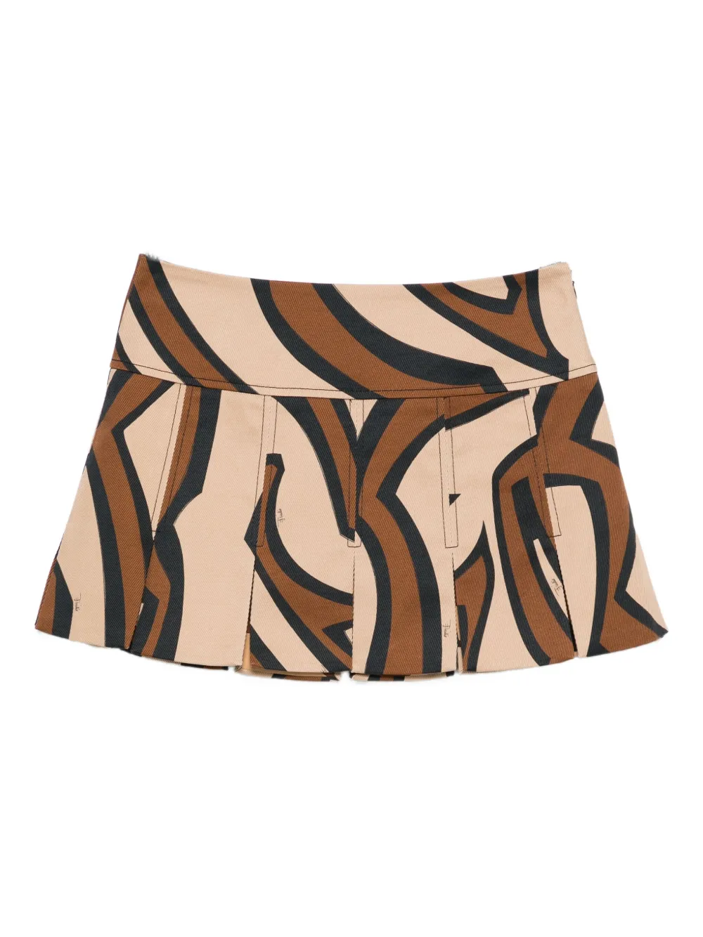 Pucci Graphic-print Pleated Mini Skirt In Brown