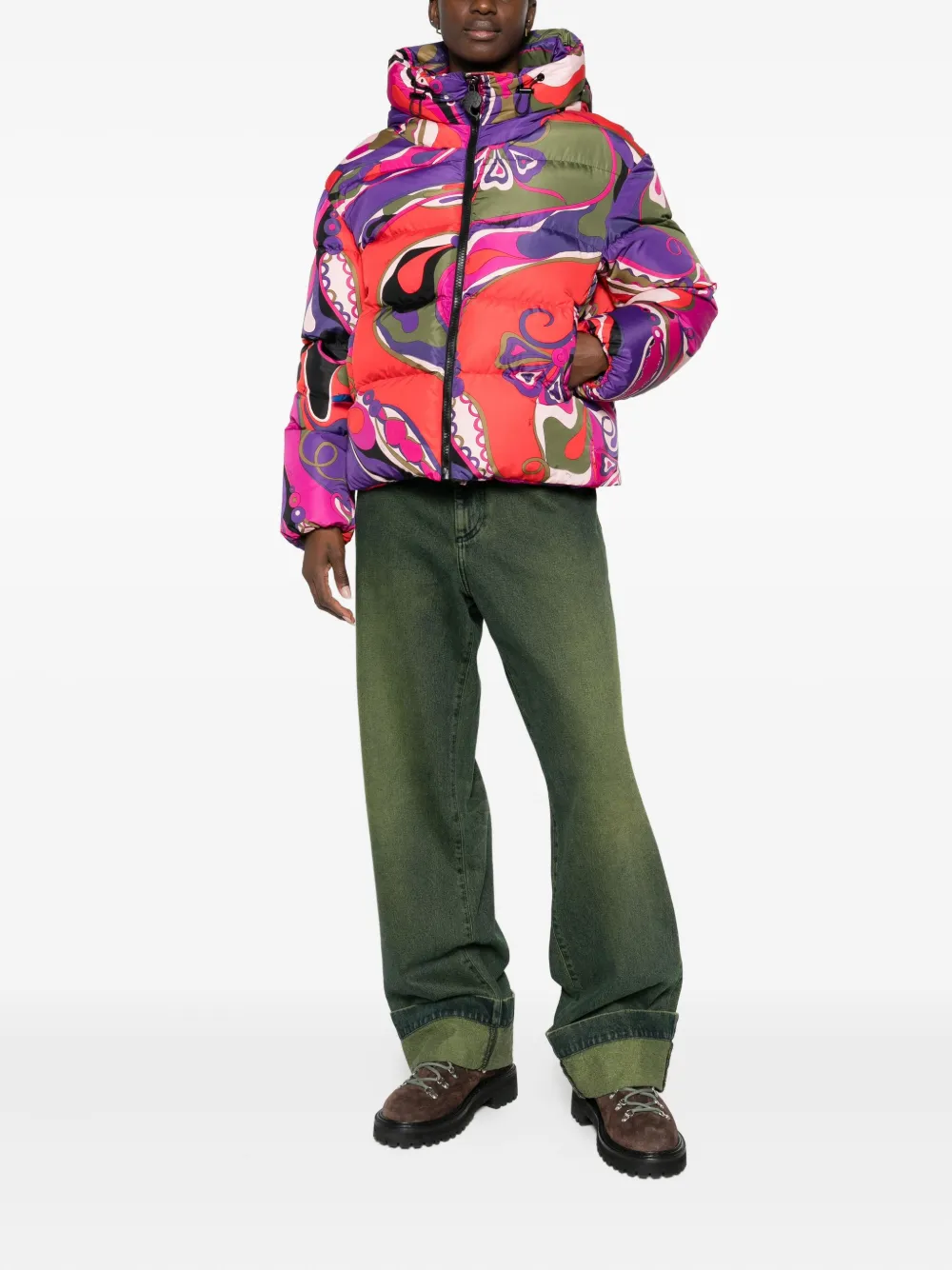 Pucci Abstract-print Puffer Jacket In Purple