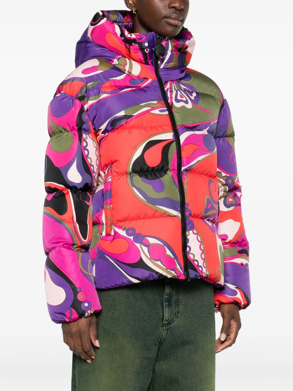 Pucci Abstract-print Puffer Jacket In Purple