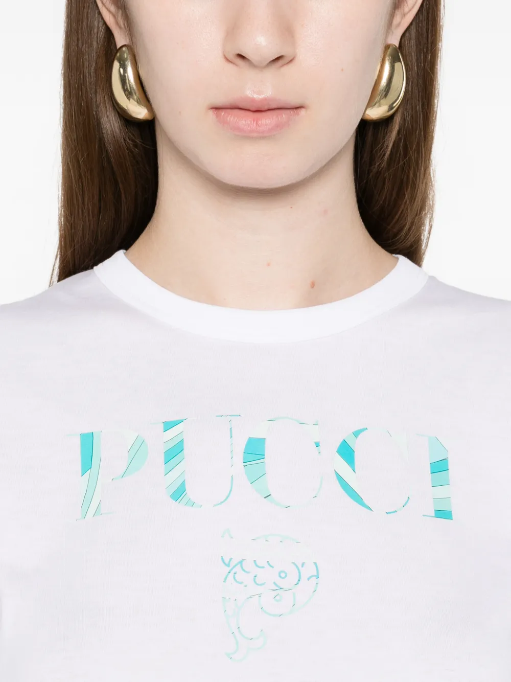 PUCCI Katoenen T-shirt met logo Wit