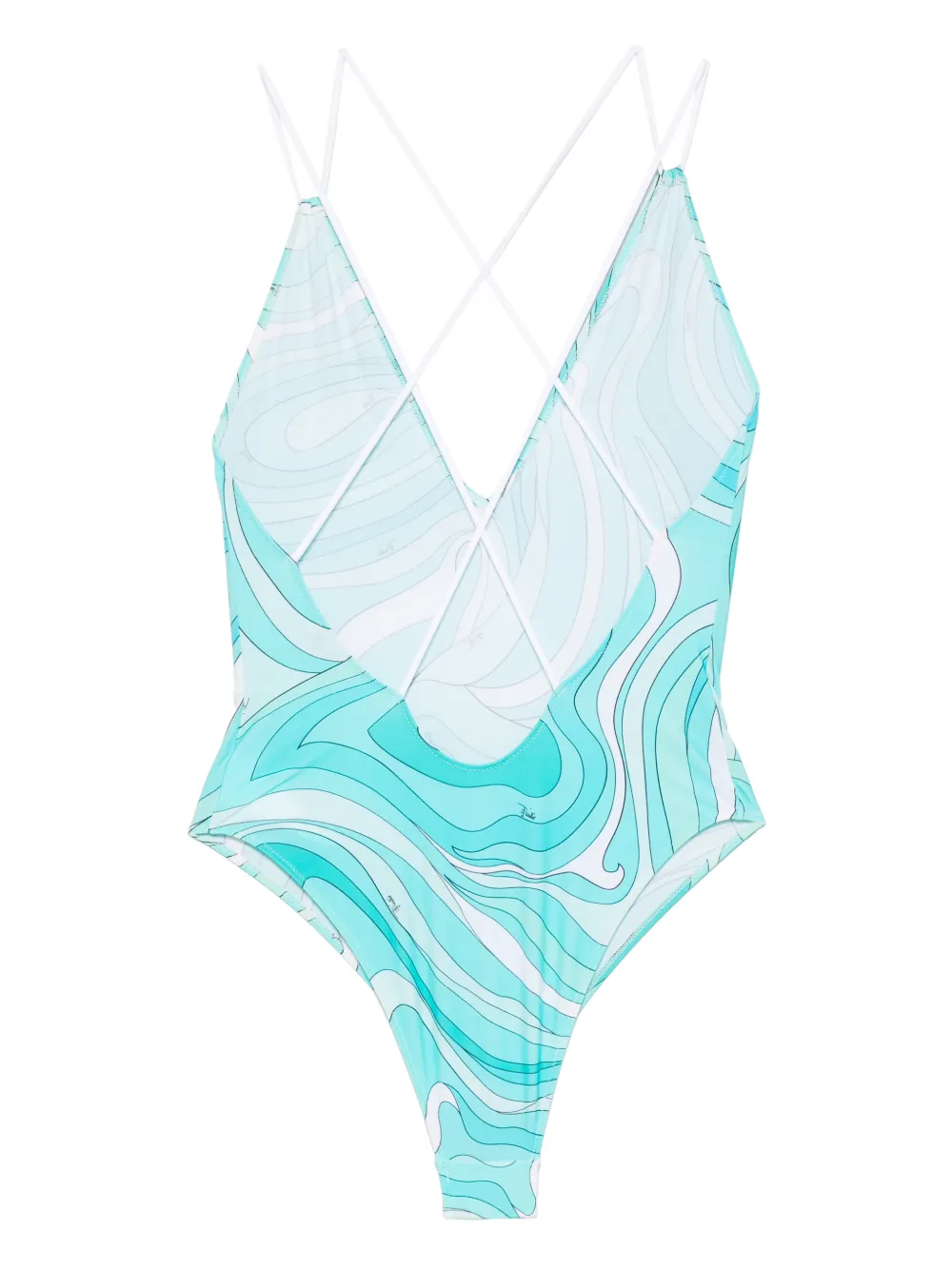 Pucci V-neck Swimsuit In Blue