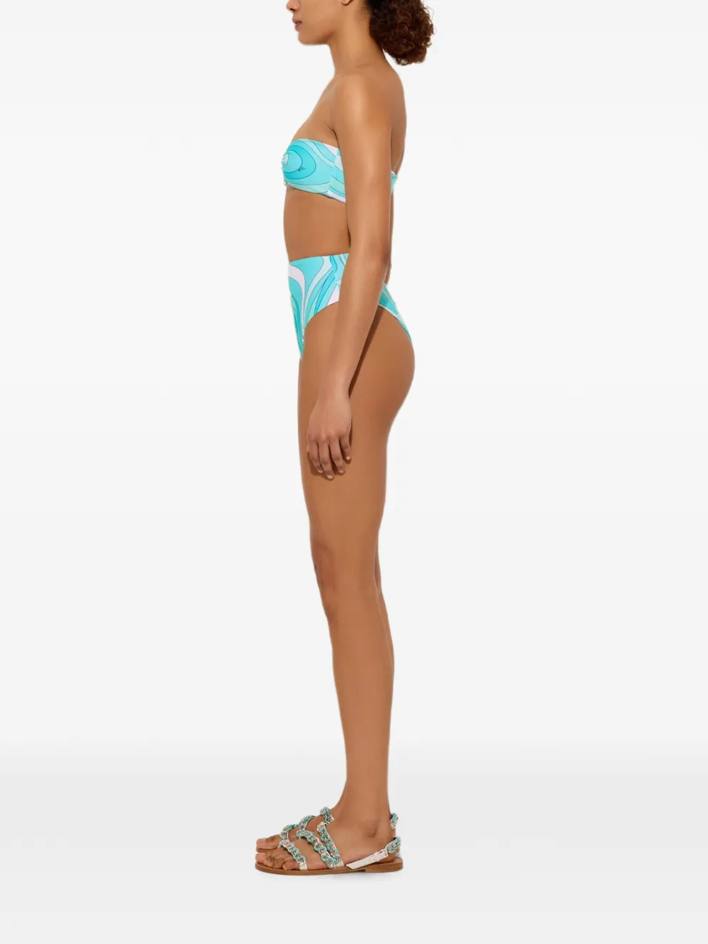 PUCCI High waist bikinislip met Marmo-print Blauw