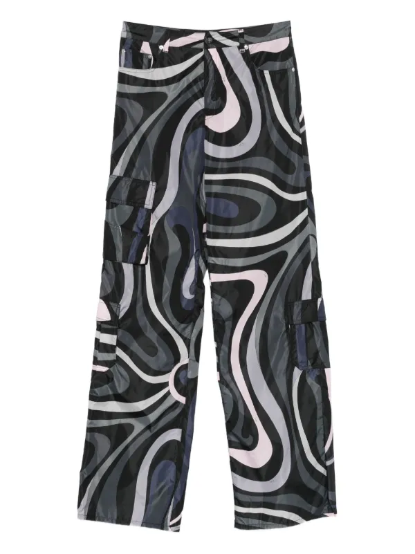 Pucci Marmo Print Cargo Pants in Black