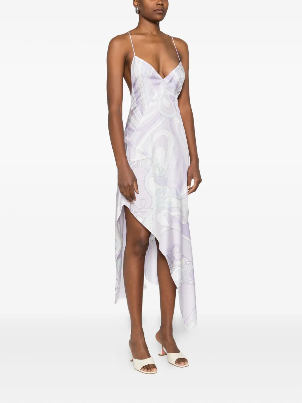 PUCCI Asymmetrische midi-jurk met V-hals Paars