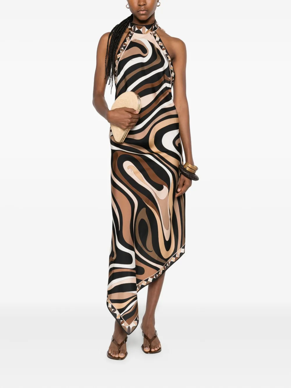PUCCI sleeveless silk dress - Bruin