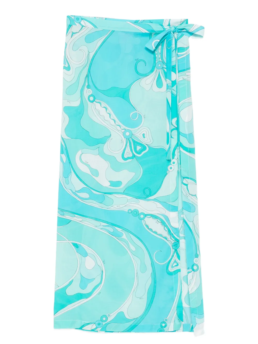 Pucci Orchidee Side Tie Cotton Muslin Maxi Skirt In Blue