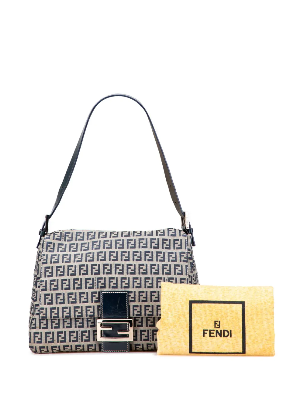 Pre-owned Fendi 20th Century Zucchino Canvas Mamma Forever Shoulder Bag In Brown