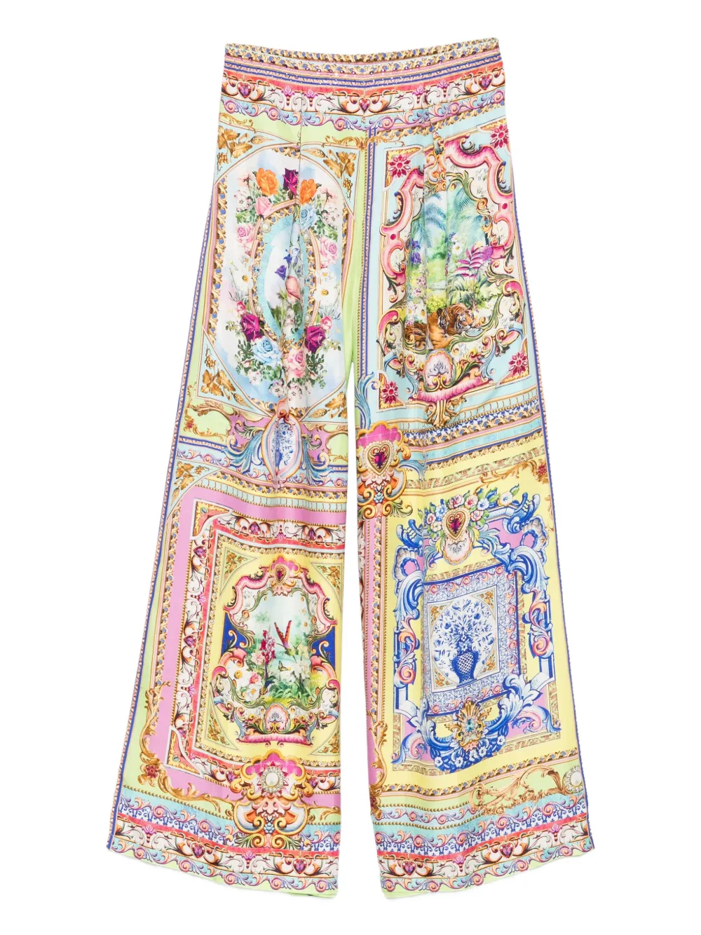 Camilla Spirit Of Santa Maria zijden broek met bloemenvlakken Blauw