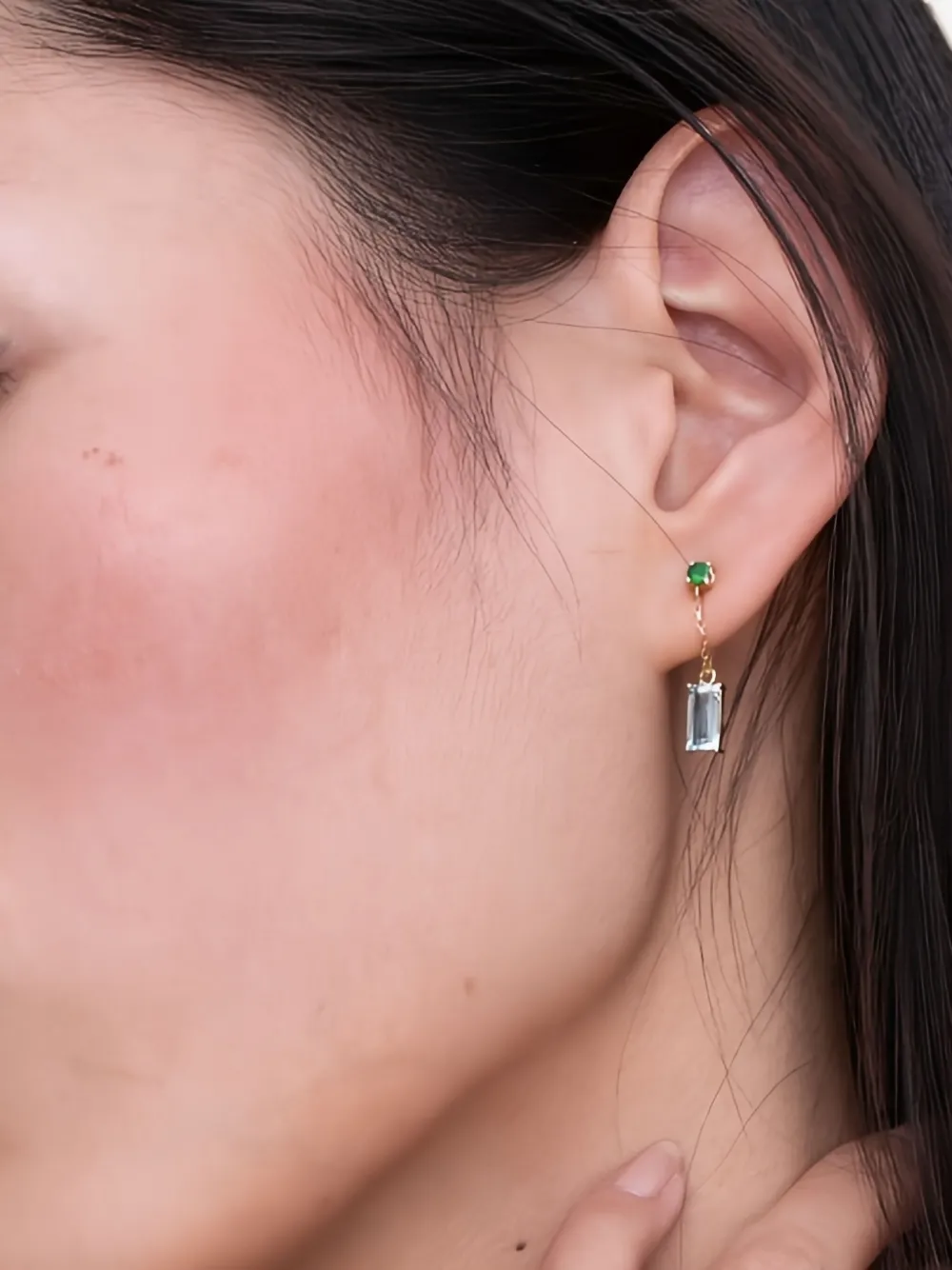 18k Yellow Gold Tsavorite And Aquamarine Earrings