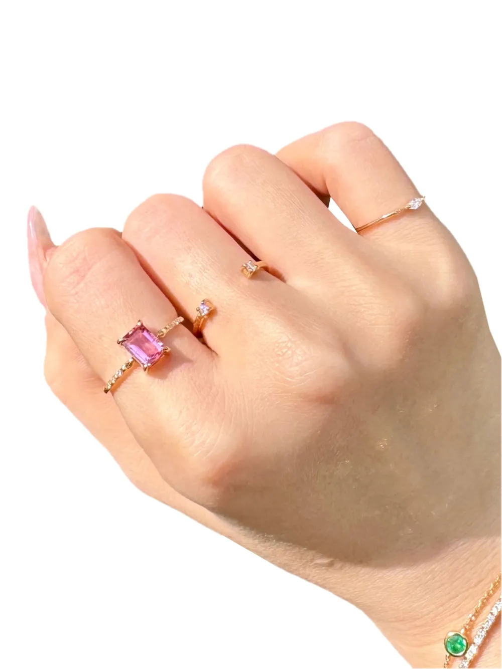 18k Yellow Gold Pink Tourmaline And Diamond Ring