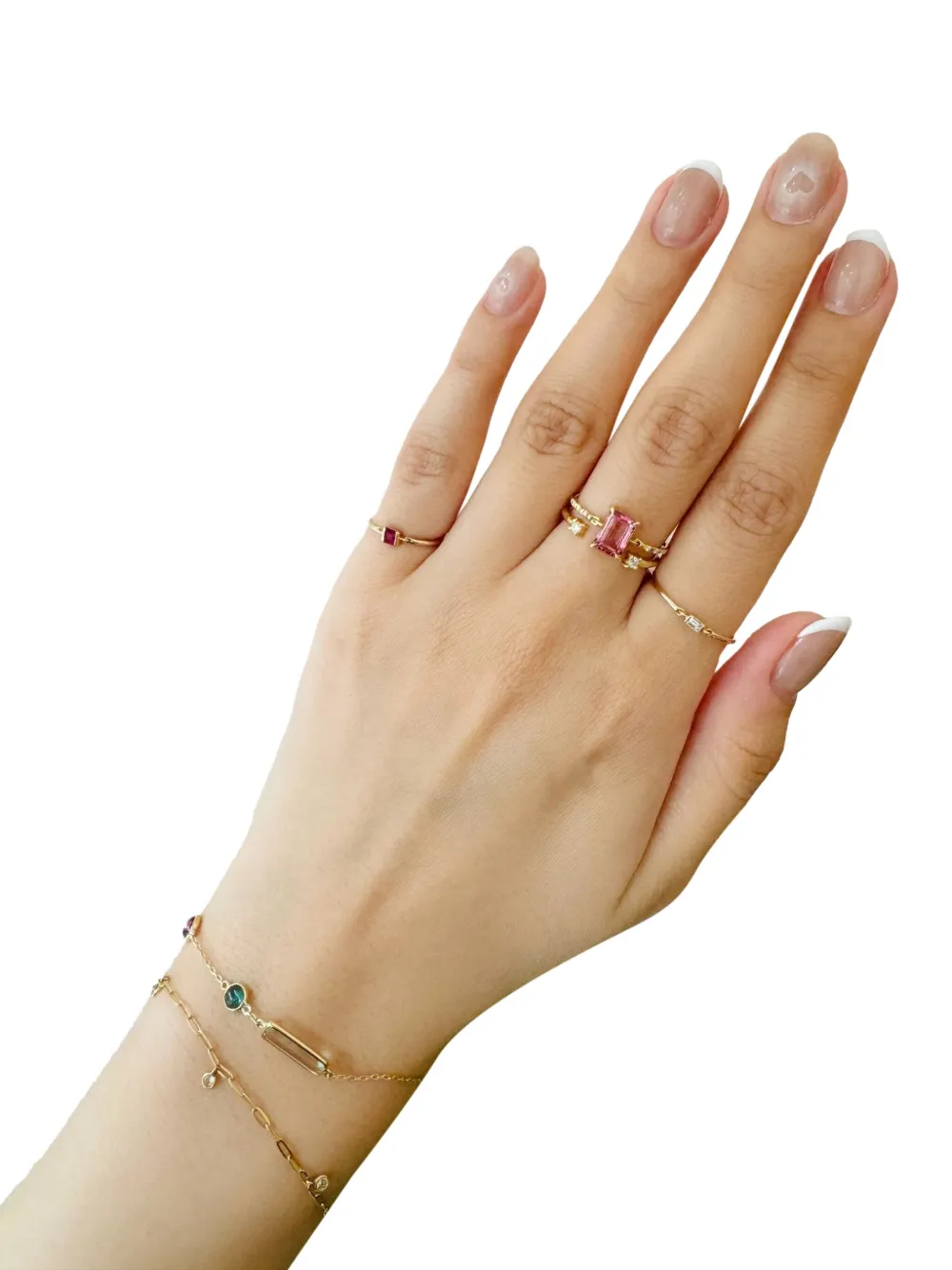 18k Yellow Gold Pink Tourmaline And Diamond Ring