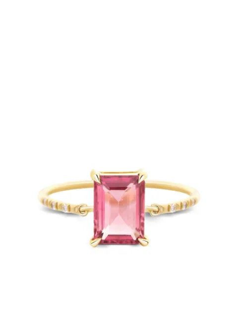 YI Collection anillo en oro amarillo de 18kt con diamantes y turmalina