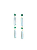 YI Collection 18K yellow gold emerald and blue topaz cascade earrings