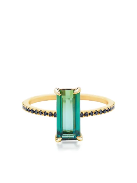 YI Collection 18K yellow gold tourmaline and black diamond ring