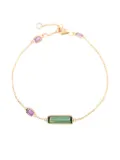 YI Collection 18K yellow gold tourmaline and pink sapphire bar bracelet