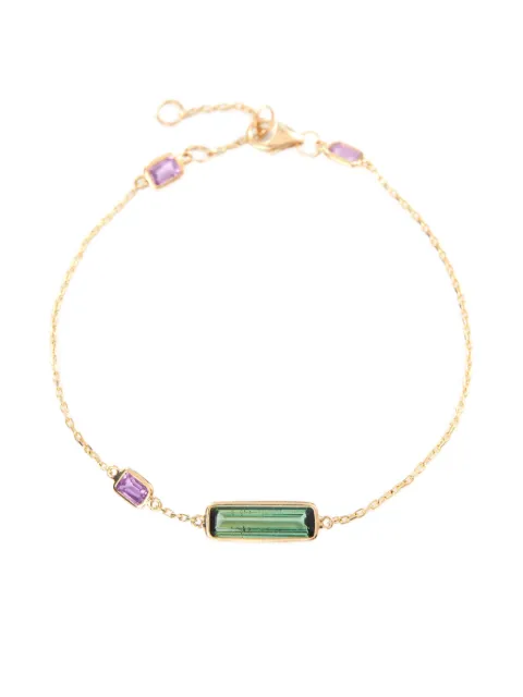 YI Collection 18K yellow gold tourmaline and pink sapphire bar bracelet