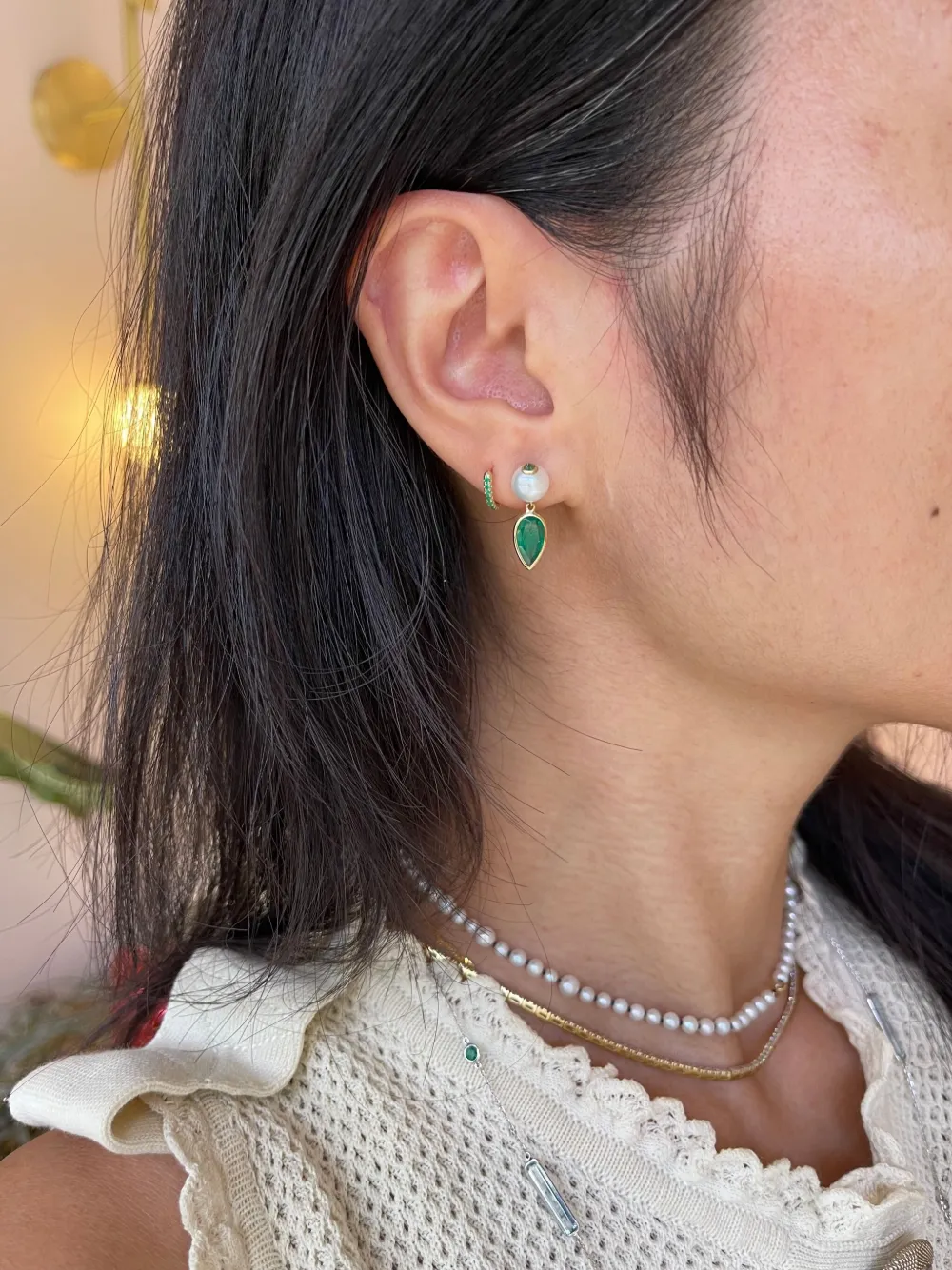 18k Yellow Gold Multi-Stone Earrings