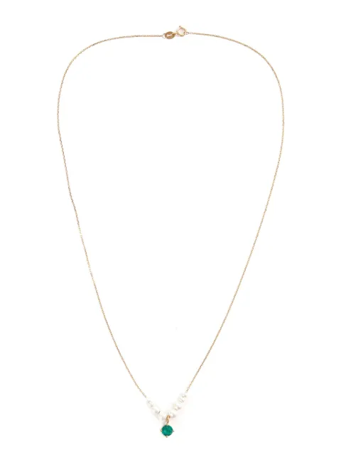 YI Collection 18K yellow gold Gaia pearl and emerald necklace