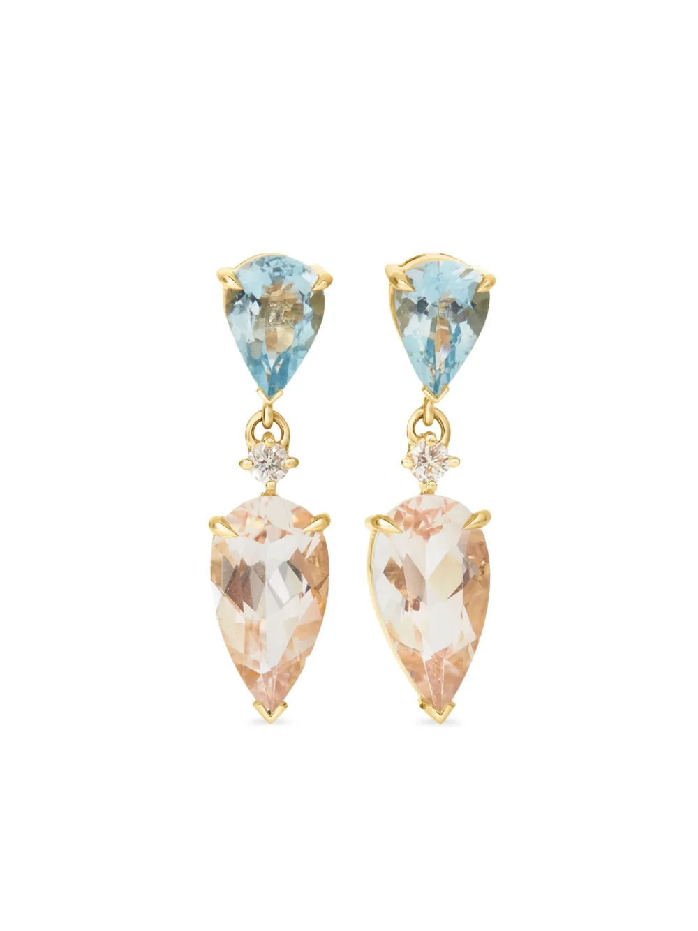 YI Collection aretes en oro amarillo de 18kt con gemas | dorado | Image 1