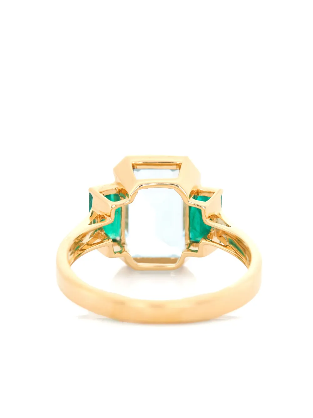 18k Yellow Gold Aquamarine And Emerald Ring