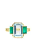 YI Collection 18K yellow gold aquamarine and emerald ring