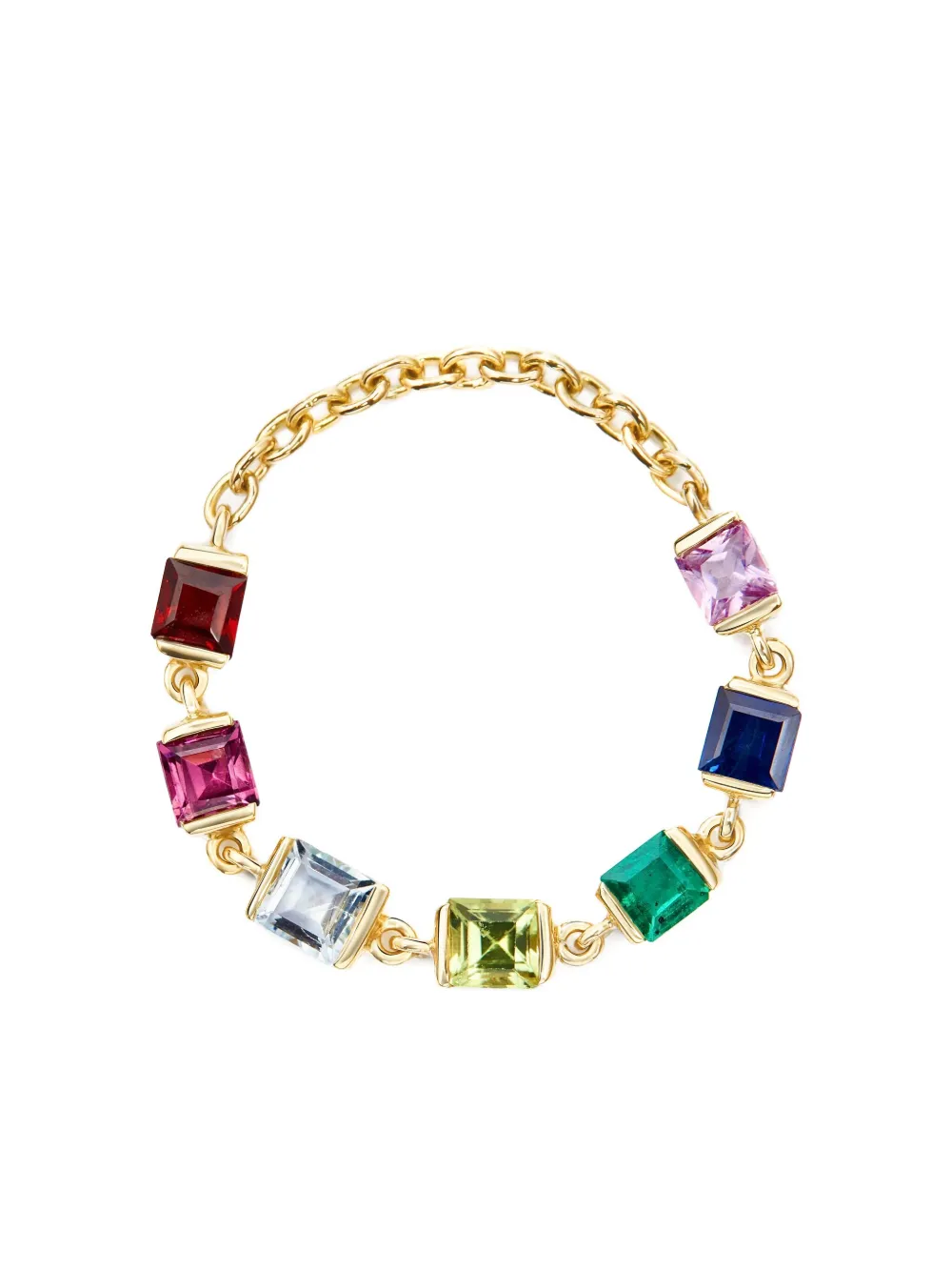 YI Collection anillo de cadena en oro amarillo de 14kt con zafiros | Image 2