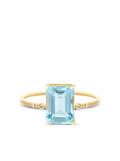 YI Collection 18K yellow gold aquamarine and diamond ring