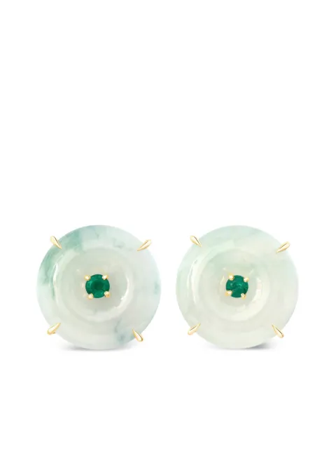 YI Collection 18K yellow gold jade and emerald earrings