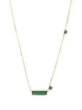 YI Collection 18K yellow gold green tourmaline and sapphire bar necklace