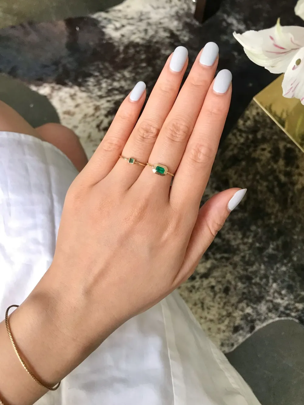  Yi Collection 18k Yellow Gold Emerald Chain Ring 