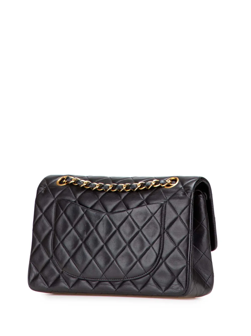 Pre-owned Chanel 1996-1997 Small Classic Lambskin Double Flap Shoulder Bag In Black