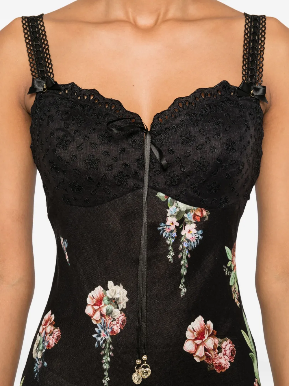Camilla Noble Endeavours Embroidered Bias-cut Midi Dress In Black