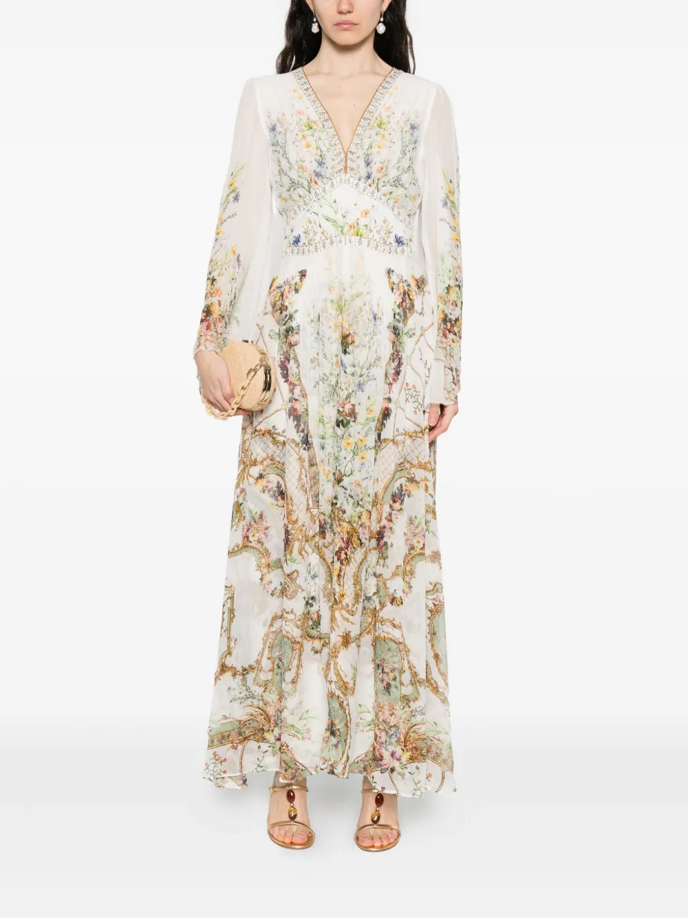 Camilla Jurk met bloemenprint - Beige