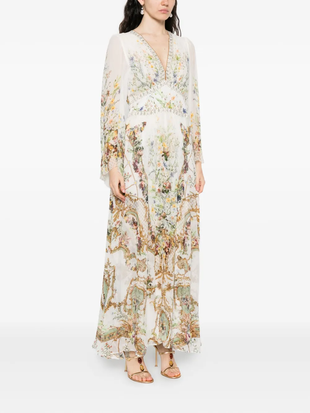 Camilla Jurk met bloemenprint Beige