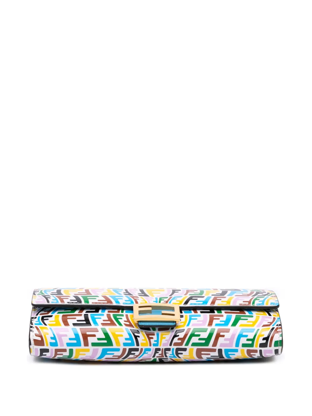 Pre-owned Fendi 2010-2025 Sarah Coleman Micro Ff Embossed Calfskin Fish Eye Vertigo Wallet On Chain Crossbody Bag In Multi