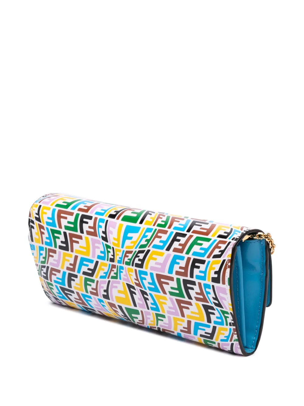 Pre-owned Fendi 2010-2025 Sarah Coleman Micro Ff Embossed Calfskin Fish Eye Vertigo Wallet On Chain Crossbody Bag In Multi