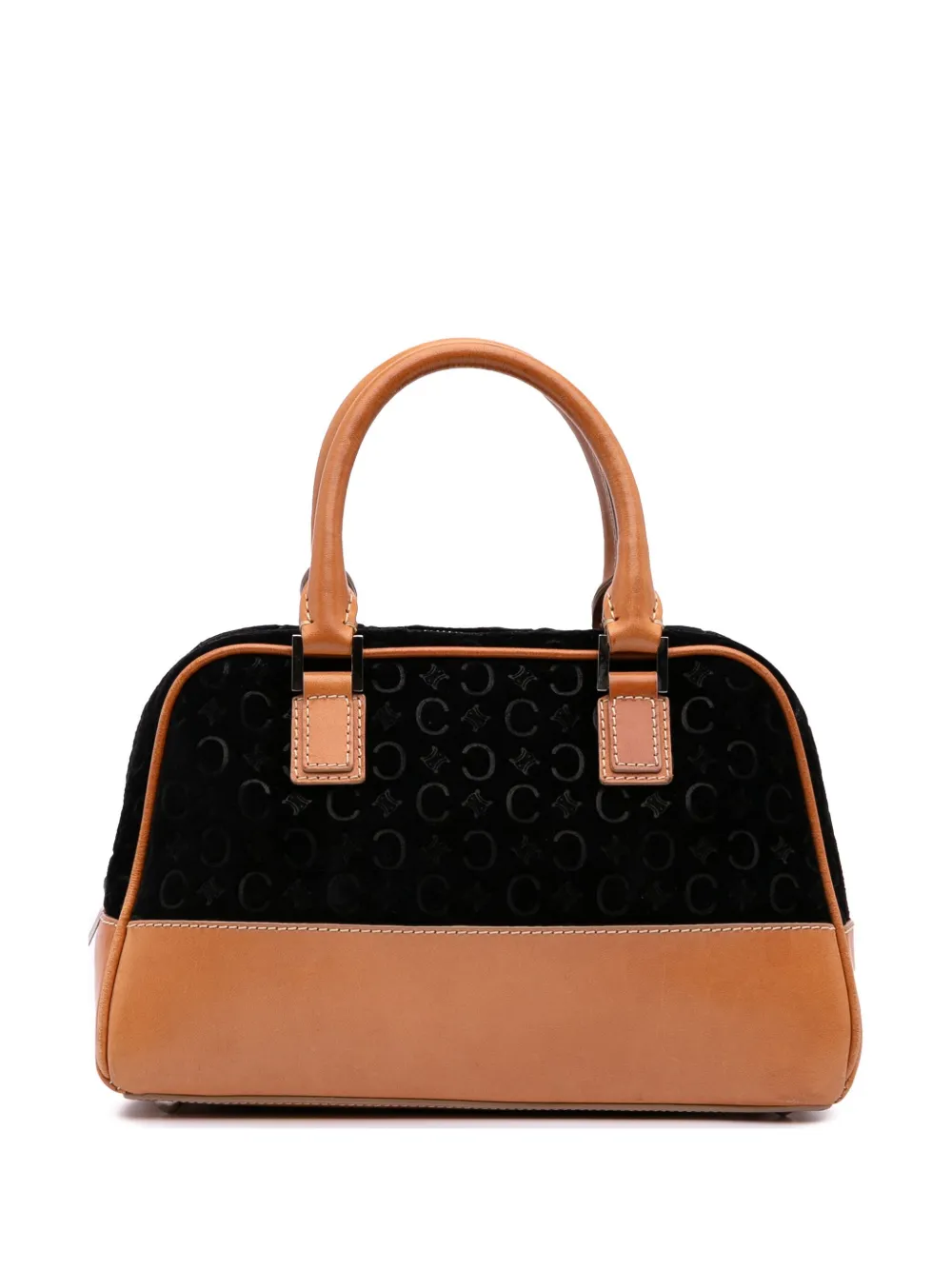 Pre-owned Celine 2000 C Macadam Suede Handbag In Black